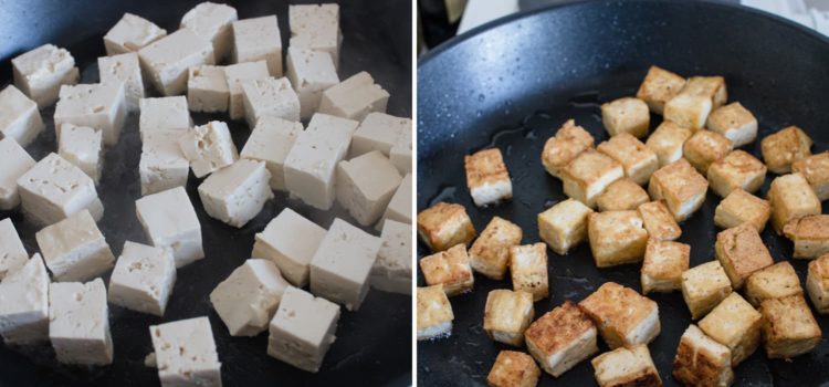 Choy sum stir-fry tofu in garlic sauce 3